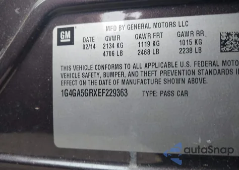 2014 Buick Lacrosse z USA, uszkodzony, nr VIN 1G4GA5GRXEF229363